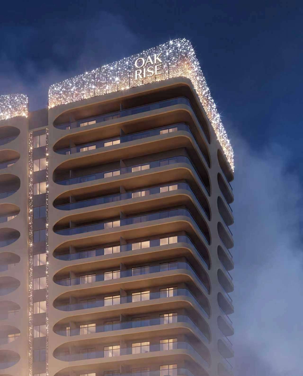 Close rendering of an Oak Rise residential tower